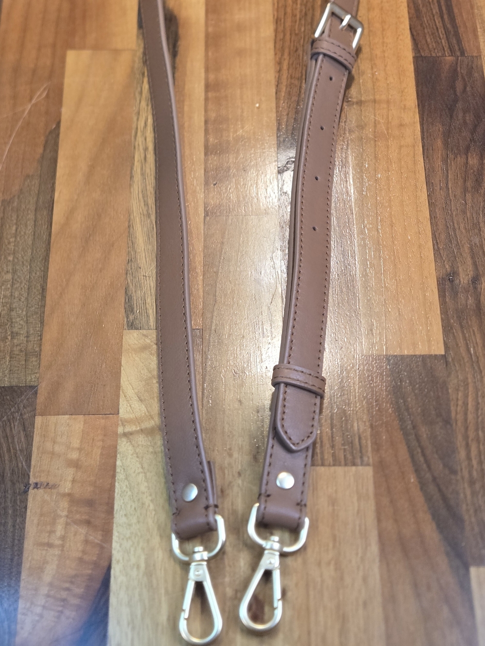 Leather Bag Strap in Warm Brown with Gold Hardware
